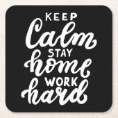 Blijf rustig aan thuiswerk hard kartonnen onderzetters (Voorkant)