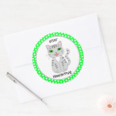 Blijf rustig | Cute Gray Cat Pun Ronde Sticker (Envelop)