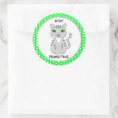 Blijf rustig | Cute Gray Cat Pun Ronde Sticker (Tas)