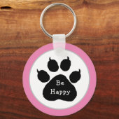 Blijf rustig | Cute Gray Cat | Wees blij Sleutelhanger (Achterkant)
