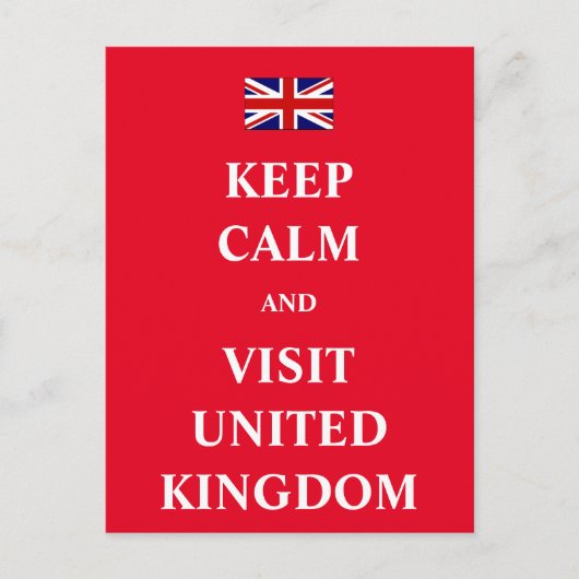 Blijf rustig en bezoek het Verenigd Koninkrijk Briefkaart (Voorkant)