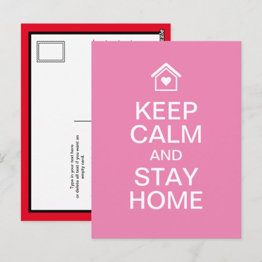 Blijf rustig en blijf thuis briefkaart (Voorkant / Achterkant)