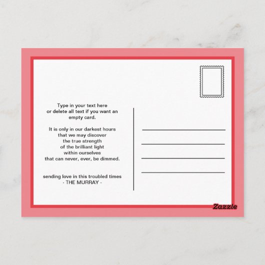 Blijf rustig en blijf thuis briefkaart (Achterkant)