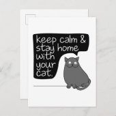 Blijf rustig en blijf thuis met uw kat briefkaart (Voorkant / Achterkant)