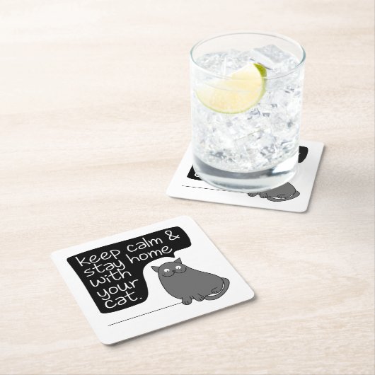 Blijf rustig en blijf thuis met uw kat kartonnen onderzetters (Insitu)