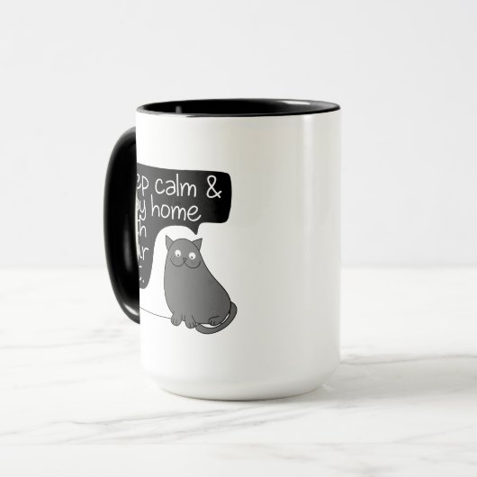Blijf rustig en blijf thuis met uw kat mok (Voorkant links)