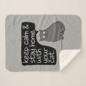 Blijf rustig en blijf thuis met uw kat sherpa deken (Voorkant (horizontaal))