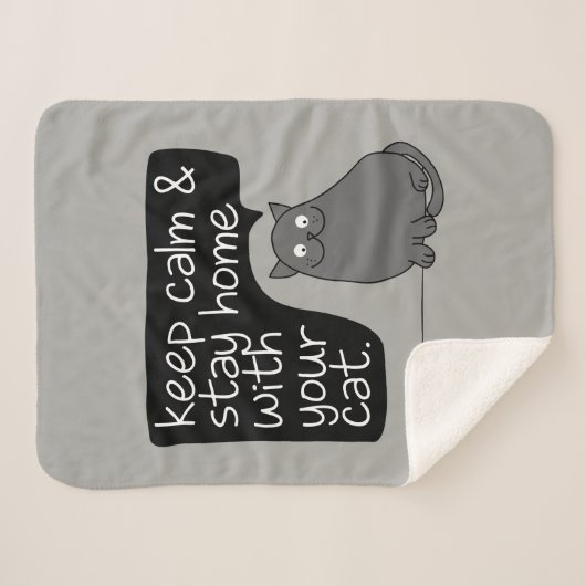 Blijf rustig en blijf thuis met uw kat sherpa deken (Voorkant (horizontaal))