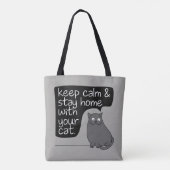 Blijf rustig en blijf thuis met uw kat tote bag (Achterkant)