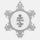 BLIJF RUSTIG EN DUW OMHOOG TIN SNEEUWVLOK ORNAMENT (Voorkant)