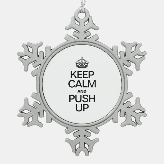 BLIJF RUSTIG EN DUW OMHOOG TIN SNEEUWVLOK ORNAMENT (Voorkant)