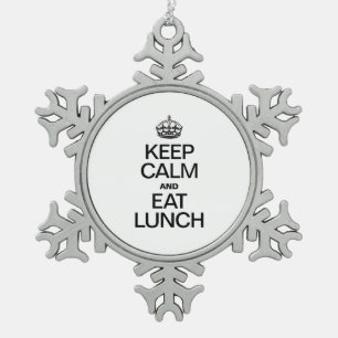 BLIJF RUSTIG EN EET LUNCH TIN SNEEUWVLOK ORNAMENT
