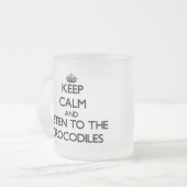 Blijf rustig en luister naar de krokodillen matglas koffiemok (Voorkant links)
