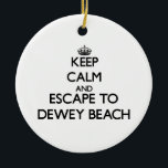 Blijf rustig en ontsnappen aan Dewey Beach Delawar Keramisch Ornament<br><div class="desc">Gebruik het zoekgereedschap in mijn winkel om andere koopwaar van Dowey Beach te vinden. Blijf rustig en ontsnappen aan de Dewey Beach Delaware-producten die beschikbaar zijn op T-shirts, sweatshirts, kinder shirten, baby, stickers, magneten en nog veel meer Dewey Beach-kleding die volledig aanpasbaar is aan uw specificaties. Als je wilt wat...</div>
