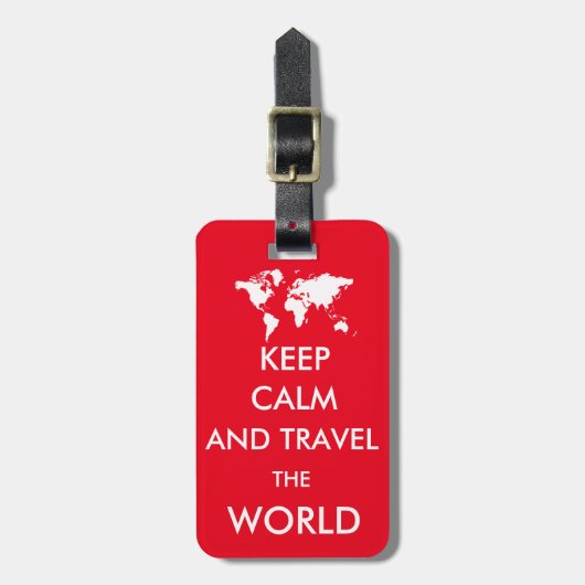 Blijf rustig en reis de wereld rond bagagelabel (Voorkant verticaal)