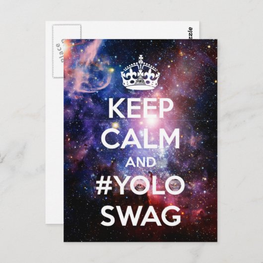 Blijf rustig en #yoloswag briefkaart (Voorkant / Achterkant)