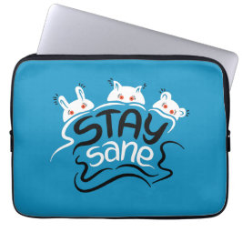 Blijf Sane Funny Madness Typografie Laptop Sleeve