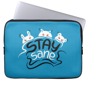 Blijf Sane Funny Madness Typografie Laptop Sleeve