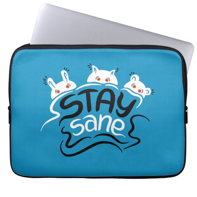 Blijf Sane Funny Madness Typografie Laptop Sleeve (Voorkant)