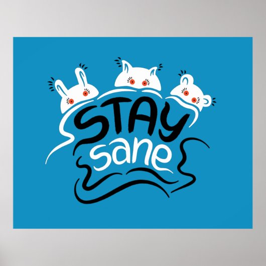 Blijf Sane Funny Madness Typografie Poster (Voorkant)