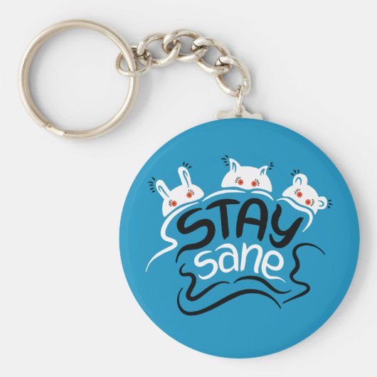 Blijf Sane Funny Madness Typografie Sleutelhanger (Voorkant)
