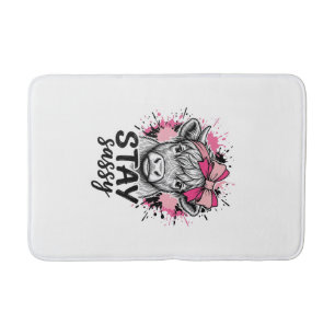 Blijf Sassy Roze Hoogland Koe Vintage Gravure Shi Badmat