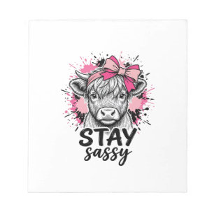 Blijf Sassy Roze Hoogland Koe Vintage Gravure Shi Notitieblok