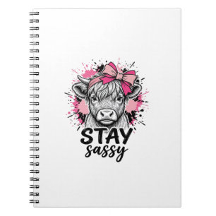 Blijf Sassy Roze Hoogland Koe Vintage Gravure Shi Notitieboek