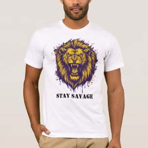 Blijf Savage Leeuw Grafisch Wild Alpha Leeuw T-shirt