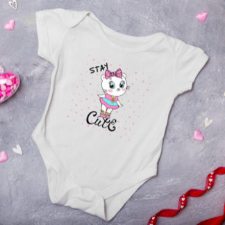 Blijf Schattig Baby Kitten Hartjes Meisje Romper