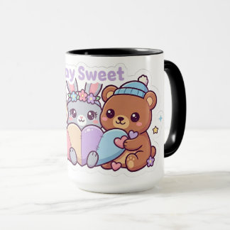 Blijf Schattig Kawaii Dieren Vrienden Pastel Koffi Mok