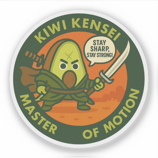 Blijf Scherp Blijf Sterk Samurai Kiwi Sticker (Voorkant)