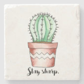 Blijf Scherp Cactus Stenen Onderzetter (Voorkant)