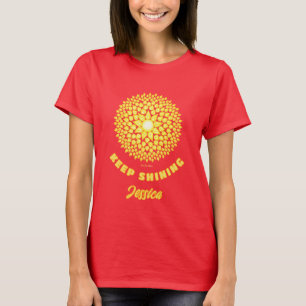 Blijf Schijnen Helder Zon Geometrische Mandala Roo T-shirt