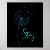 Blijf Semicolon Blauwgroen &amp; Paarse Paardenblo Poster (Voorkant)