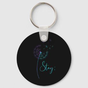 Blijf Semicolon Blauwgroen &amp; Paarse Paardenblo Sleutelhanger
