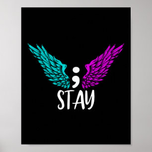 Blijf Semicolon Suicide Awareness Mental Health Aw Poster