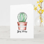 Blijf Sharp Cactus Wenskaart Kaart (Gele Bloem)