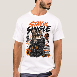 Blijf Single Koele Kat Shirt, Grappige Sarcastisch T-shirt