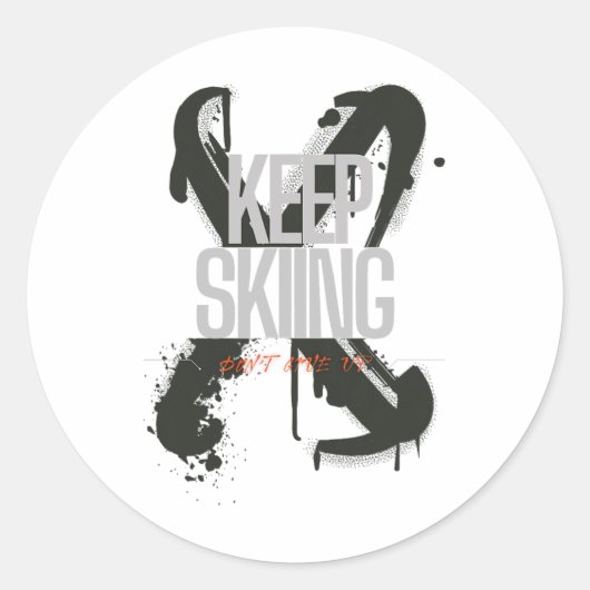 Blijf skiën ronde sticker (Voorkant)