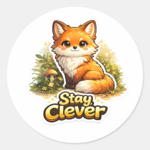 Blijf Slim - Mooie Vos Motivatie Ronde Sticker