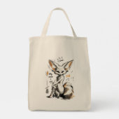 Blijf Sluw Wilde Fennek Vos – Randje Anthro Mode Tote Bag (Achterkant)