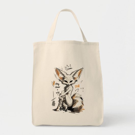 Blijf Sluw Wilde Fennek Vos – Randje Anthro Mode Tote Bag (Voorkant)