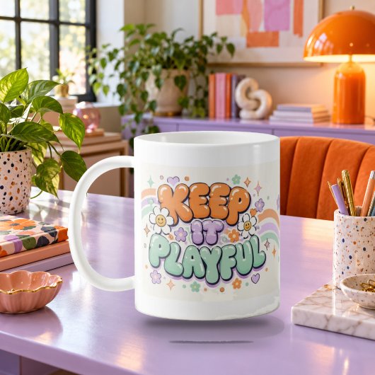 Blijf Speels Bubbel Letters Mok