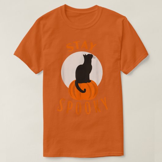 Blijf spoky Cute Black Cat op Pumpkin-Halowee T-shirt (Design voorkant)