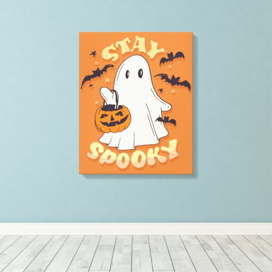Blijf Spooky Ghost Canvas Afdruk (Insitu (Houten vloer))