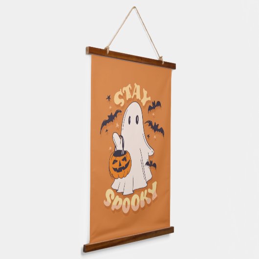 Blijf Spooky Ghost Hangend Wandkleed (Gebogen)
