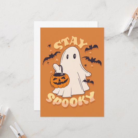 Blijf Spooky Ghost Kaart (Voorkant / Achterkant in situ)