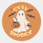 Blijf Spooky Ghost Ronde Sticker (Voorkant)