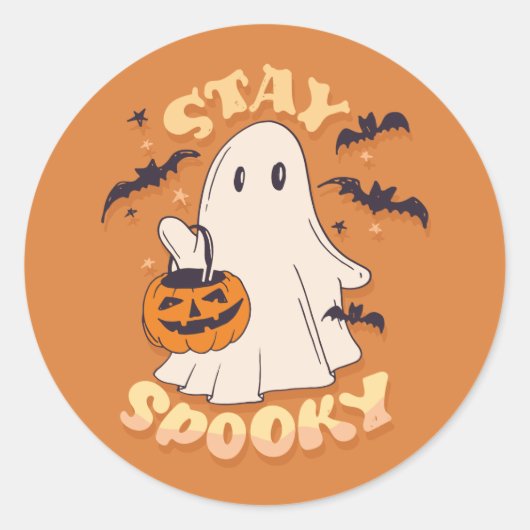 Blijf Spooky Ghost Ronde Sticker (Voorkant)